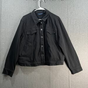 Isaac Mizrahi Live! Knit Denim Jacket Black Size X-Large